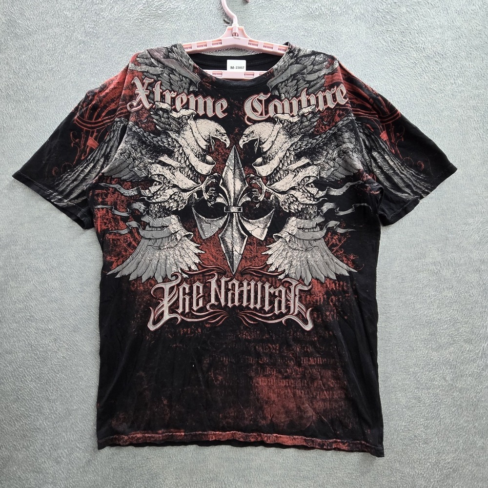 Xtreme Couture Men Shirt XL Black‎ Graphic Eagle Cross Streetwear Grunge MMA Y2K